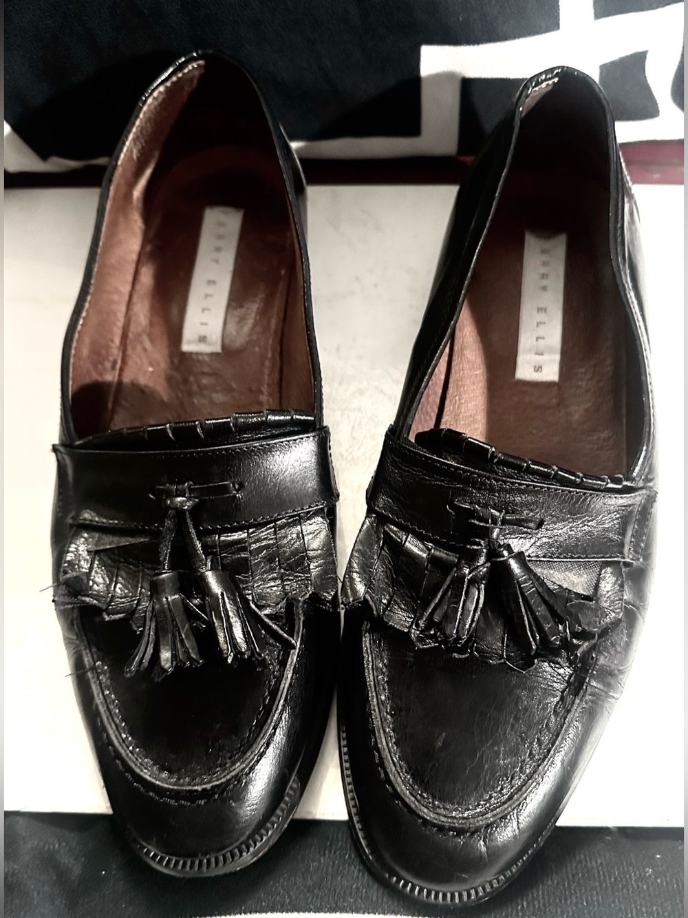 Perry Ellis Black Leather Tassel Loafers - Men